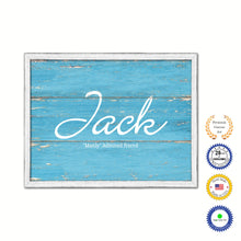 Load image into Gallery viewer, Jack Name Plate White Wash Wood Frame Canvas Print Boutique Cottage Decor Shabby Chic