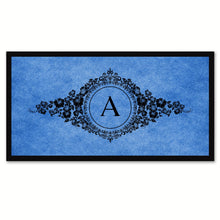 Load image into Gallery viewer, Alphabet Letter A Blue Canvas Print, Black Custom Frame