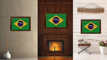 Load image into Gallery viewer, Brazil Country Flag Vintage Canvas Print with Brown Picture Frame Home Decor Gifts Wall Art Decoration Artwork