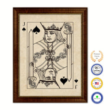 Load image into Gallery viewer, Jack Spades Poker Decks of Vintage Cards Print on Canvas Brown Custom Framed