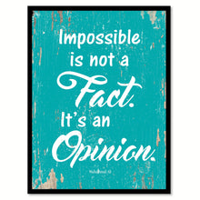 Load image into Gallery viewer, Impossible is not a fact It's an opinion - Muhammad Ali Motivational Quote Saying Canvas Print with Picture Frame Home Decor Wall Art, Aqua