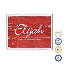 Load image into Gallery viewer, Elijah Name Plate White Wash Wood Frame Canvas Print Boutique Cottage Decor Shabby Chic