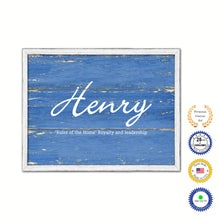 Load image into Gallery viewer, Henry Name Plate White Wash Wood Frame Canvas Print Boutique Cottage Decor Shabby Chic