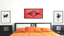 Load image into Gallery viewer, Alphabet Letter G Red Canvas Print, Black Custom Frame