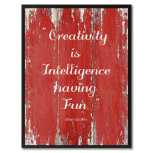 Load image into Gallery viewer, Creativity Is Intelligence Having Fun Albert Einstein Saying Motivation Quote Canvas Print, Black Picture Frame Home Decor Wall Art Gifts