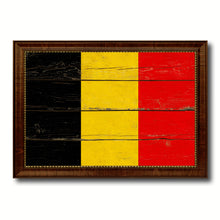 Load image into Gallery viewer, Belgium Country Flag Vintage Canvas Print with Brown Picture Frame Home Decor Gifts Wall Art Decoration Artwork