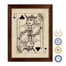 Load image into Gallery viewer, Jack Clover Poker Decks of Vintage Cards Print on Canvas Brown Custom Framed
