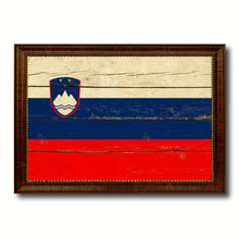 Load image into Gallery viewer, Slovenia Country Flag Vintage Canvas Print with Brown Picture Frame Home Decor Gifts Wall Art Decoration Artwork