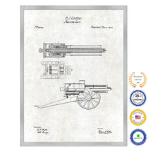 Load image into Gallery viewer, 1862 Gatling Machine Gun Old Patent Art Print on Canvas Custom Framed Vintage Home Decor Wall Decoration Great for Gifts