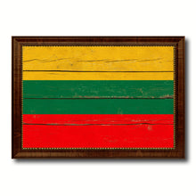 Load image into Gallery viewer, Lithuania Country Flag Vintage Canvas Print with Brown Picture Frame Home Decor Gifts Wall Art Decoration Artwork