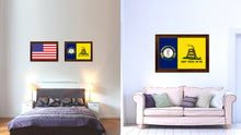 Load image into Gallery viewer, Gadsden Don't Tread On Me Tea Party Kentucky State Military Flag Canvas Print with Brown Picture Frame Home Decor Wall Art Gift Ideas