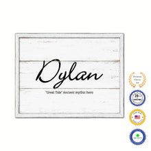 Load image into Gallery viewer, Dylan Name Plate White Wash Wood Frame Canvas Print Boutique Cottage Decor Shabby Chic