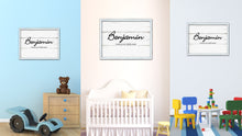Load image into Gallery viewer, Benjamin Name Plate White Wash Wood Frame Canvas Print Boutique Cottage Decor Shabby Chic