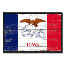 Load image into Gallery viewer, Iowa State Flag Vintage Canvas Print with Black Picture Frame Home DecorWall Art Collectible Decoration Artwork Gifts