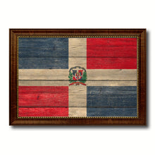 Load image into Gallery viewer, Dominican Republic Country Flag Texture Canvas Print with Brown Custom Picture Frame Home Decor Gift Ideas Wall Art Decoration