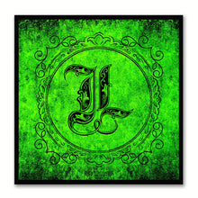 Load image into Gallery viewer, Alphabet L Green Canvas Print Black Frame Kids Bedroom Wall Décor Home Art