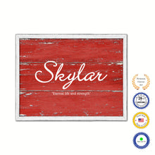 Load image into Gallery viewer, Skylar Name Plate White Wash Wood Frame Canvas Print Boutique Cottage Decor Shabby Chic