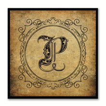 Load image into Gallery viewer, Alphabet P Brown Canvas Print Black Frame Kids Bedroom Wall Décor Home Art