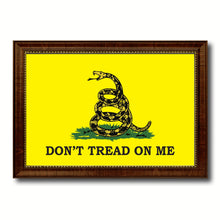 Load image into Gallery viewer, Don't Tread on Me Military Flag Canvas Print with Brown Picture Frame Home Decor Wall Art Gift Ideas
