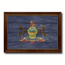 Load image into Gallery viewer, Pennsylvania State Flag Texture Canvas Print with Brown Picture Frame Gifts Home Decor Wall Art Collectible Decoration