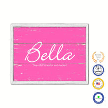 Load image into Gallery viewer, Bella Name Plate White Wash Wood Frame Canvas Print Boutique Cottage Decor Shabby Chic