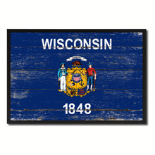 Load image into Gallery viewer, Wisconsin State Flag Vintage Canvas Print with Black Picture Frame Home DecorWall Art Collectible Decoration Artwork Gifts