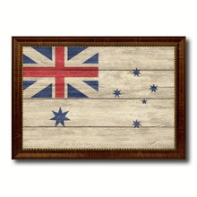 Load image into Gallery viewer, Australian White Ensign City Australia Country Texture Flag Canvas Print Brown Picture Frame