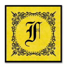 Load image into Gallery viewer, Alphabet F Yellow Canvas Print Black Frame Kids Bedroom Wall Décor Home Art
