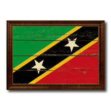 Load image into Gallery viewer, Saint Kitts and Nevis Country Flag Vintage Canvas Print with Brown Picture Frame Home Decor Gifts Wall Art Decoration Artwork