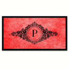 Load image into Gallery viewer, Alphabet Letter P Red Canvas Print, Black Custom Frame