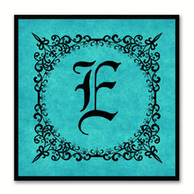 Load image into Gallery viewer, Alphabet E Aqua Canvas Print Black Frame Kids Bedroom Wall Décor Home Art