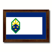 Load image into Gallery viewer, Colorado Springs City Colorado State Flag Canvas Print Brown Picture Frame