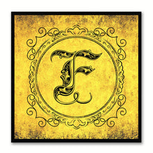 Load image into Gallery viewer, Alphabet F Yellow Canvas Print Black Frame Kids Bedroom Wall Décor Home Art
