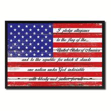 Load image into Gallery viewer, The Pledge of Allegiance American USA Flag Vintage Canvas Print with Picture Frame Home Decor Man Cave Wall Art Collectible Decoration Artwork Gifts