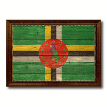 Load image into Gallery viewer, Dominica Country Flag Texture Canvas Print with Brown Custom Picture Frame Home Decor Gift Ideas Wall Art Decoration
