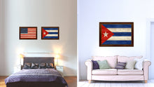 Load image into Gallery viewer, Cuba Country Flag Texture Canvas Print with Brown Custom Picture Frame Home Decor Gift Ideas Wall Art Decoration