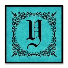 Load image into Gallery viewer, Alphabet Y Aqua Canvas Print Black Frame Kids Bedroom Wall Décor Home Art