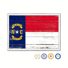 Load image into Gallery viewer, North Carolina State Flag Shabby Chic Gifts Home Decor Wall Art Canvas Print, White Wash Wood Frame