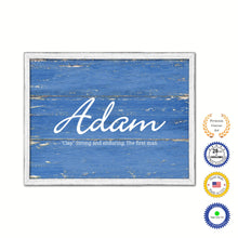Load image into Gallery viewer, Adam Name Plate White Wash Wood Frame Canvas Print Boutique Cottage Decor Shabby Chic