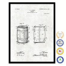 Load image into Gallery viewer, 1906 Parker Wine Barrel Old Patent Art Print on Canvas Custom Framed Vintage Home Decor Wall Decoration Great for Gifts