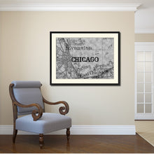 Load image into Gallery viewer, Chicago Illinois Vintage B&W Map Canvas Print, Picture Frame Home Decor Wall Art Gift Ideas
