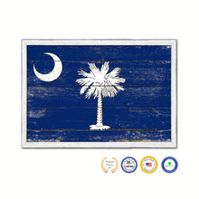 Load image into Gallery viewer, South Carolina State Flag Shabby Chic Gifts Home Decor Wall Art Canvas Print, White Wash Wood Frame