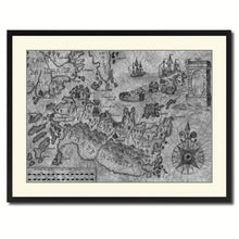 Load image into Gallery viewer, Land Vintage B&W Map Canvas Print, Picture Frame Home Decor Wall Art Gift Ideas