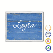 Load image into Gallery viewer, Layla Name Plate White Wash Wood Frame Canvas Print Boutique Cottage Decor Shabby Chic