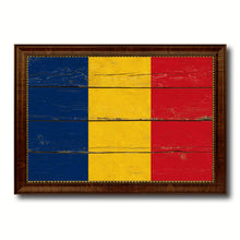 Load image into Gallery viewer, Romania Country Flag Vintage Canvas Print with Brown Picture Frame Home Decor Gifts Wall Art Decoration Artwork