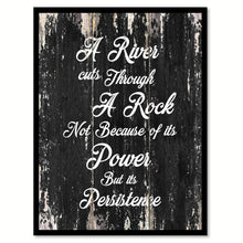 Load image into Gallery viewer, A River Cuts Through A Rock Not Because Of Its Power But Its Persistence Motivational Quote Saying Canvas Print with Picture Frame Home Decor Wall Art
