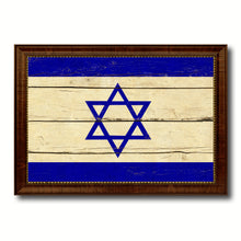Load image into Gallery viewer, Israel Country Flag Vintage Canvas Print with Brown Picture Frame Home Decor Gifts Wall Art Decoration Artwork
