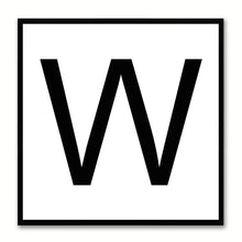 Load image into Gallery viewer, Alphabet W White Canvas Print Black Frame Kids Bedroom Wall Décor Home Art