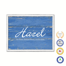 Load image into Gallery viewer, Hazel Name Plate White Wash Wood Frame Canvas Print Boutique Cottage Decor Shabby Chic
