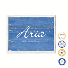 Load image into Gallery viewer, Aria Name Plate White Wash Wood Frame Canvas Print Boutique Cottage Decor Shabby Chic